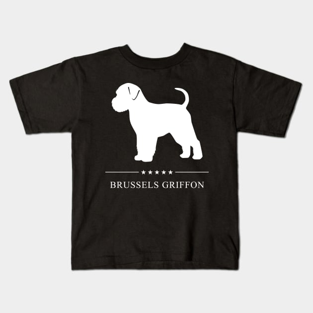 Brussels Griffon Dog White Silhouette Kids T-Shirt by millersye